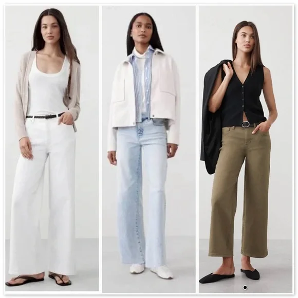 Banana Republic Factory Lot of 3 High Rise Wide Leg Jean - Picture 1 of 15